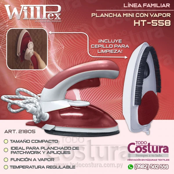 PLANCHA MINI PORTATIL (CON VAPOR) HT-558